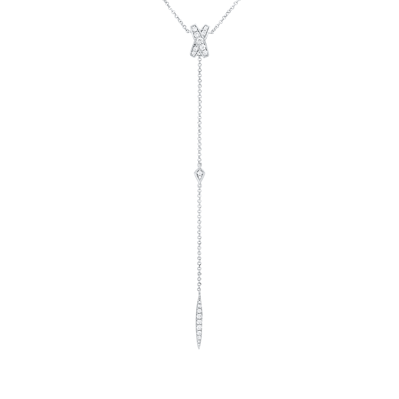 Image 90010489 - Collier 18 kt WG, mit ZÖ 48,3 cm 45,7 cm, 28 Brillanten 0,20 ct, TW-si, H:84,0 mm, ...