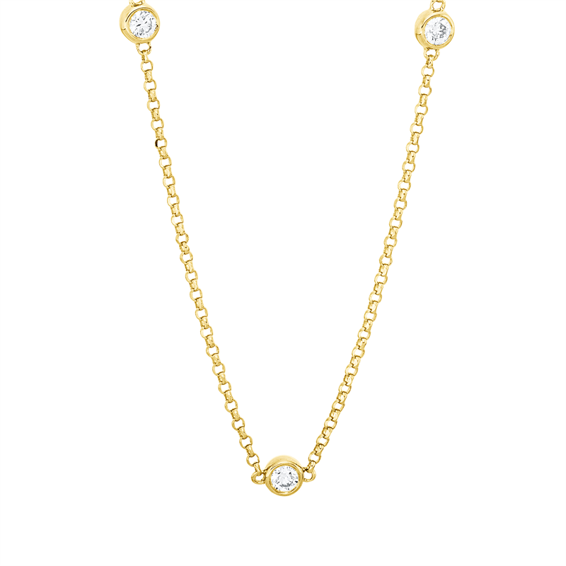 Image 90010491 - Collier 18 kt GG, mit ZÖ 40,5 cm 38,0 cm, 9 Brillanten 0,37 ct, TW-si, B:3,0 mm, ...