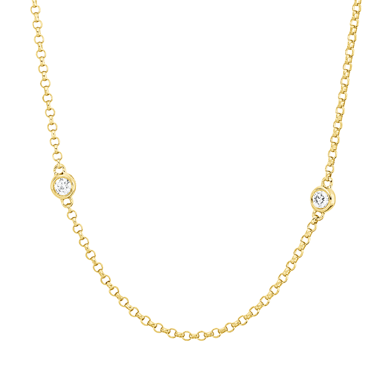 Image 90010492 - Collier 18 kt GG, mit ZÖ 40,5 cm 38,0 cm, 7 Brillanten 0,18 ct, TW-si, B:2,7 mm, ...