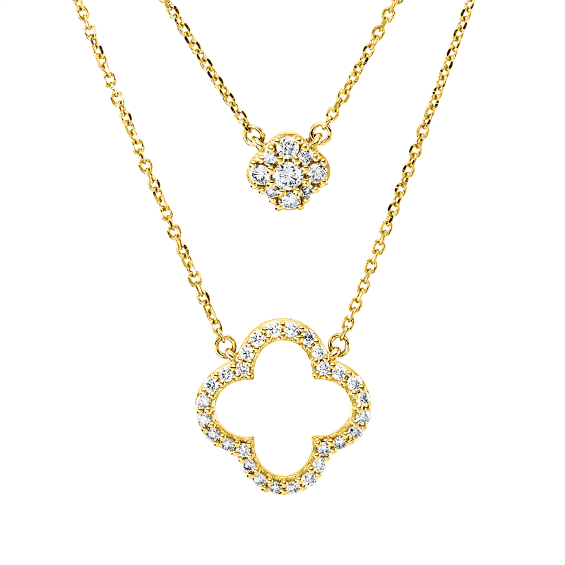 Image 90010562 - Collier 18 kt GG, 5 Brillanten 0,08 ct, TW-si, 32 Brillanten 0,15 ct, TW-si, H:22,8 mm, ...