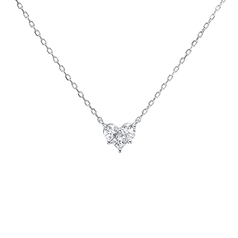 Image 90010573 - Collier 18 kt WG Herz, 3 Fant-Schl. 0,16 ct, TW-vsi, H:5,0 mm, B:6,0 mm, L:40,6 cm, S:2,4 ...