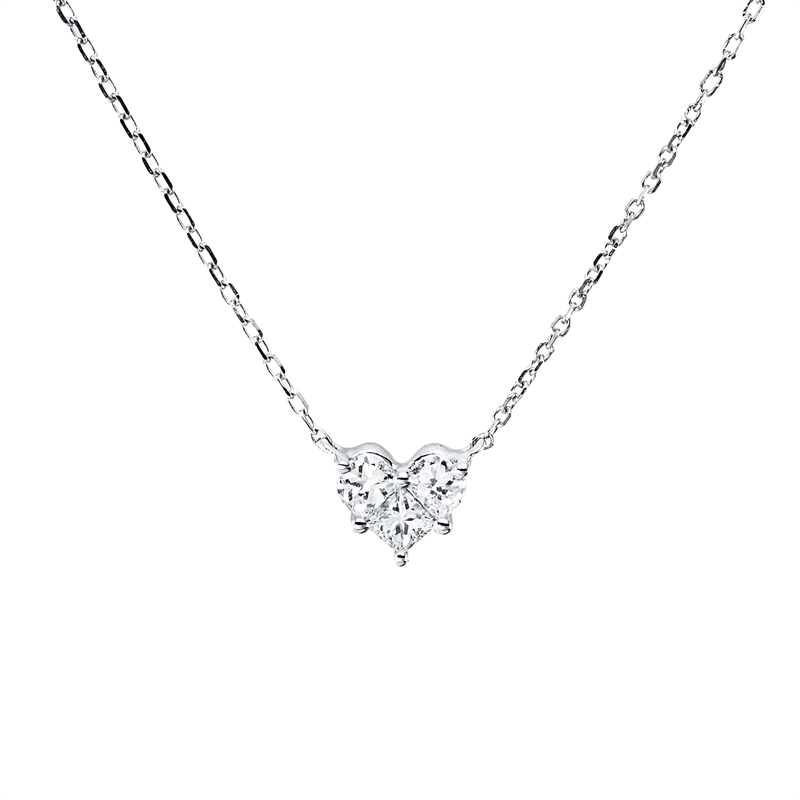 Image 90010574 - Collier 18 kt WG Herz, mit ZÖ 38 cm, 3 Fant-Schl. 0,16 ct, TW-vsi, H:4,7 mm, B:6,5 mm, ...