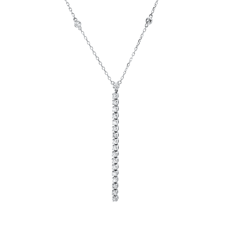 Image 90010575 - Collier 18 kt WG, mit ZÖ 40 cm, 22 Brillanten 0,38 ct, TW-si, H:40,0 mm, B:2,0 mm, ...
