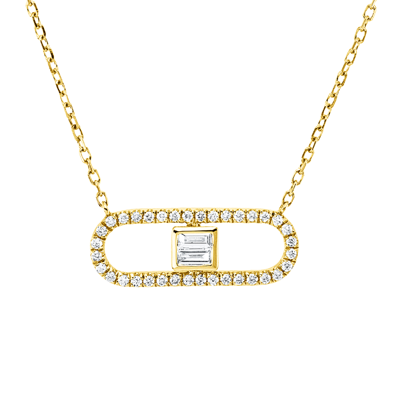 Image 90010576 - Collier 18 kt GG, mit ZÖ 40 cm, 2 Baguette 0,06 ct, TW-vsi, 36 Brillanten 0,09 ct, ...