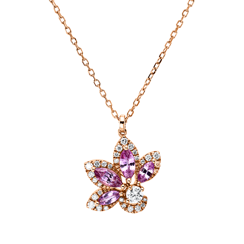 Image 90010511 - Collier 18 kt RG, mit ZÖ 40,6 cm, 1 Brill. 0,08 ct, TW-si, 30 Brillanten 0,11 ct, TW-si, ...