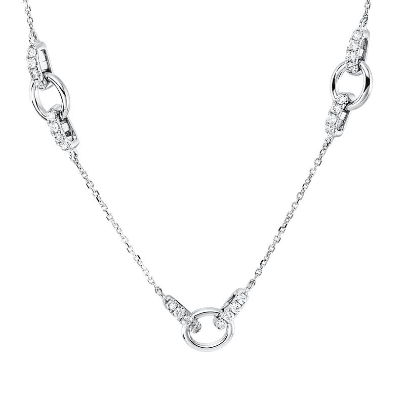Image 90010516 - Collier 18 kt WG, mit ZÖ 41 42,5 43,5 cm, 40 Brillanten 0,38 ct, W-si, H:5,6 mm, B:16,8 ...