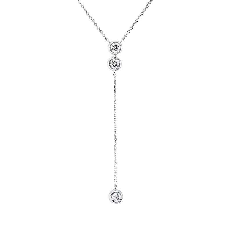 Image 90010517 - Collier Zarge 18 kt WG, mit ZÖ 42 43 44 cm, 3 Brillanten 0,30 ct, TW-si, H:49,0 mm, ...