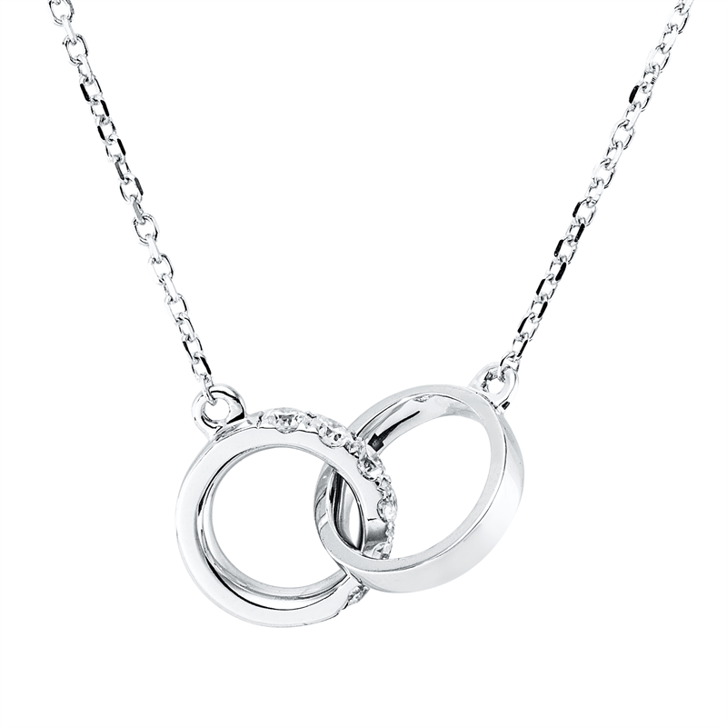 Image 90010519 - Collier 18 kt WG, mit ZÖ 42 43 44 cm, 6 Brillanten 0,13 ct, TW-si, H:8,0 mm, B:17,0 mm, ...