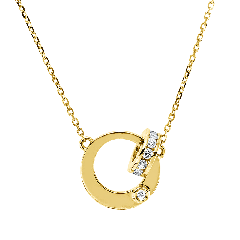 Image 90010520 - Collier 18 kt GG, mit ZÖ 42 43 44 cm, 13 Brillanten 0,22 ct, TW-si, H:12,0 mm, B:11,3 ...