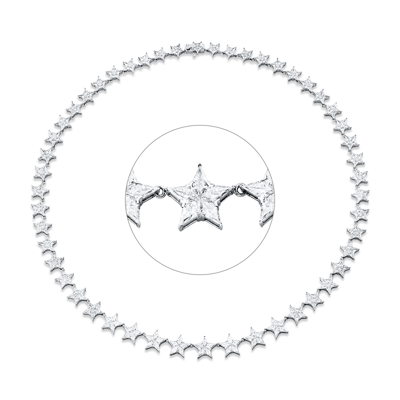 Image 90010582 - Collier 18 kt WG Stern, 195 Fant-Schl. 11,03 ct, TW-vsi, 15 Fant-Schl. 0,69 ct, ...