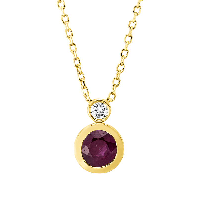 Image 90010525 - Collier 18 kt GG, mit ZÖ 40 cm 42 cm, 1 Brill. 0,04 ct, TW-si, 1 Rubin 0,60 ct rot, ...