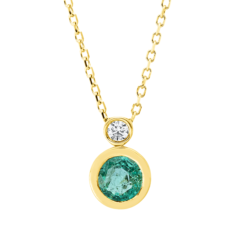 Image 90010526 - Collier 18 kt GG, mit ZÖ 40 cm , 42 cm, 1 Brill. 0,04 ct, TW-si, 1 Smaragd 0,45 ct ...