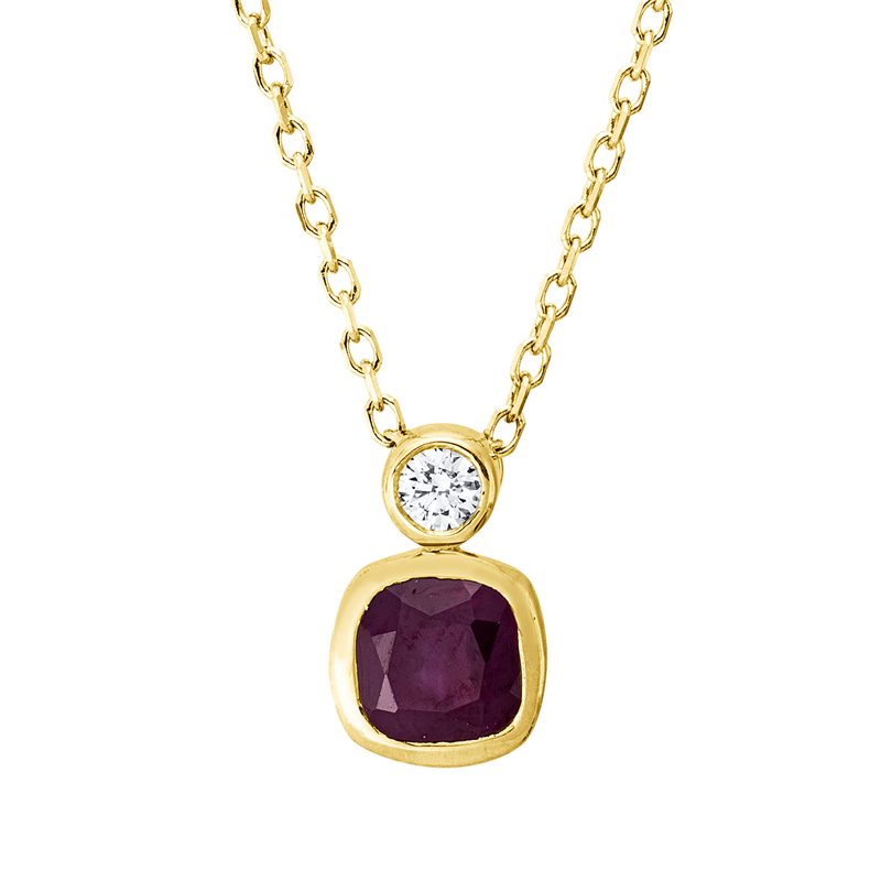 Image 90010529 - Collier 18 kt GG, mit ZÖ 40 cm 42 cm, 1 Brill. 0,04 ct, TW-si, 1 Rubin 0,65 ct rot, ...