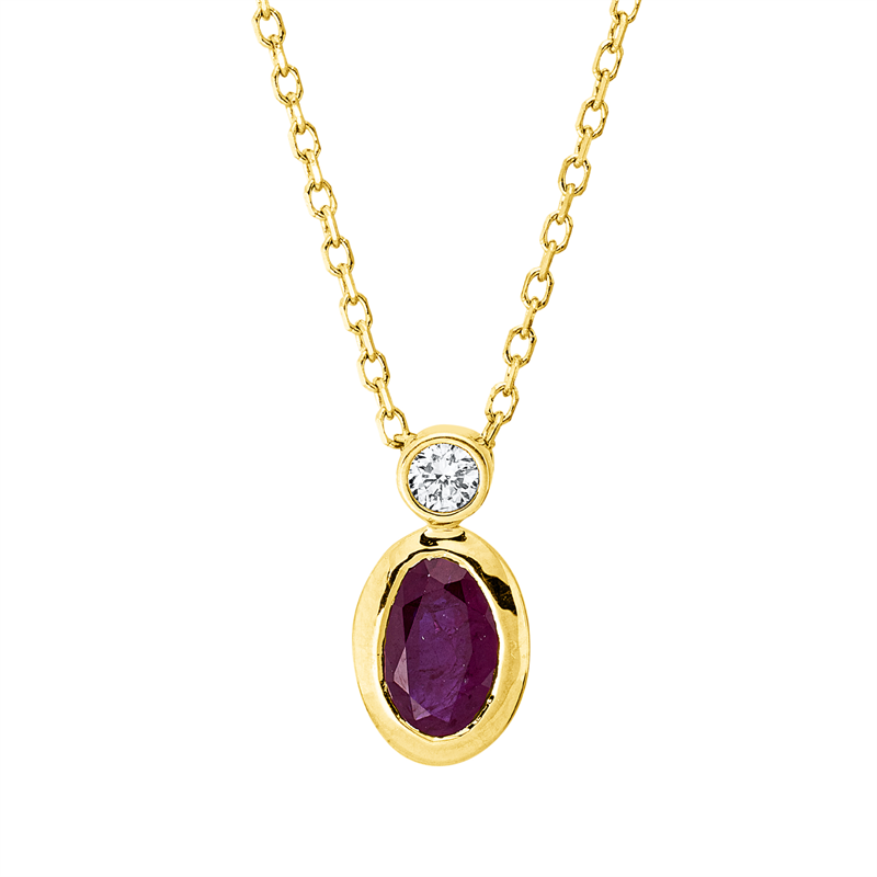 Image 90010531 - Collier Zarge 18 kt GG, mit ZÖ 40 cm 42 cm, 1 Brill. 0,04 ct, TW-si, 1 Rubin 0,50 ct ...