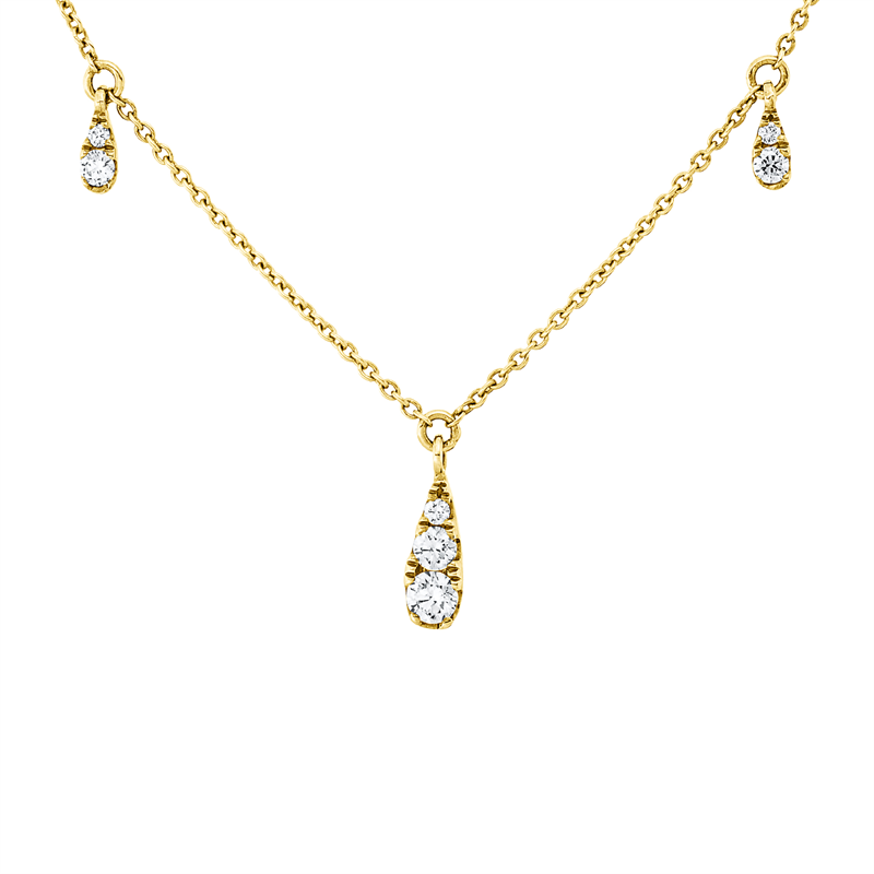 Image 90010532 - Collier 18 kt GG, mit ZÖ 40,6 cm 43,2 cm, 3 Brillanten 0,28 ct, F-vsi, 14 Brillanten ...