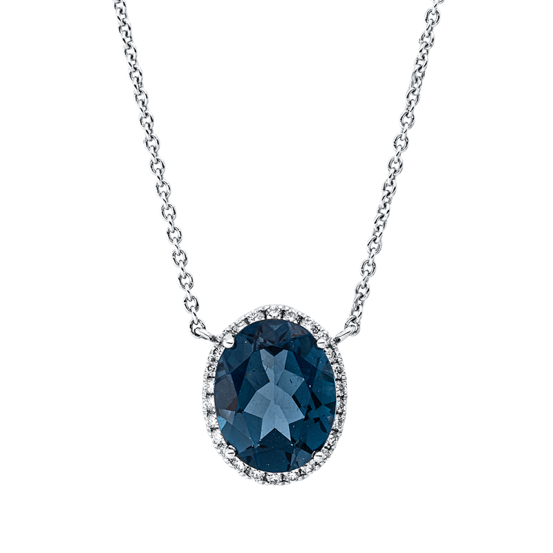 Image 90010533 - Collier 18 kt WG, mit ZÖ 40,6 cm 43,2 cm, 26 Brillanten 0,14 ct, W-si, 1 Topas 2,84 ct ...