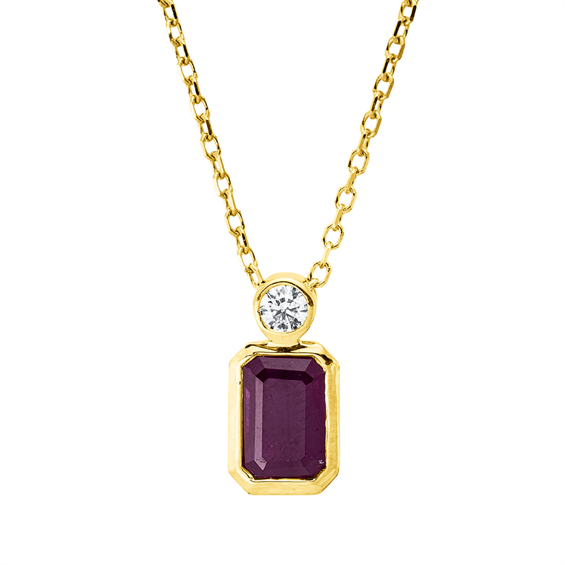 Image 90010536 - Collier Zarge 18 kt GG, mit ZÖ 40 cm 42 cm, 1 Brill. 0,04 ct, TW-si, 1 Rubin 0,70 ct ...