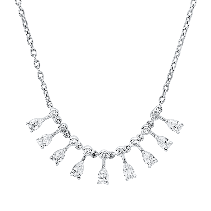 Image 90010540 - Collier 18 kt WG, 9 Tropfen 0,62 ct, F-vsi/si, 9 Brillanten 0,14 ct, F-vsi/si, H:7,3 mm, ...