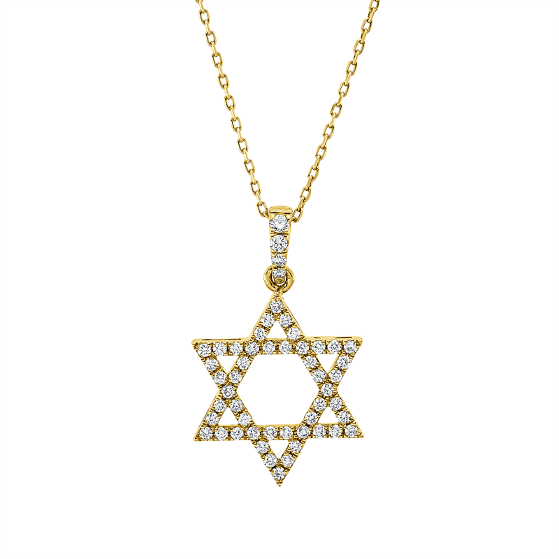 Image 90010542 - Collier 18 kt GG Davidstern, mit Öse, 52 Brillanten 0,27 ct, F-vsi/si, H:21,5 mm, B:13,2 ...