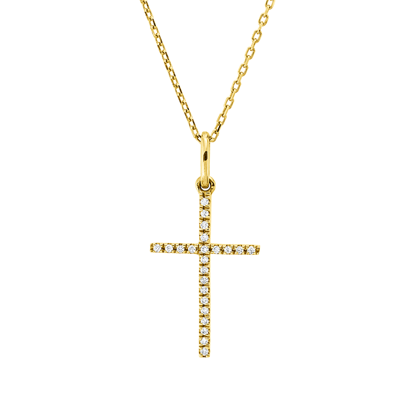 Image 90010543 - Collier 18 kt GG Kreuz, mit Öse, 23 Brillanten 0,05 ct, F-si, H:20,5 mm, B:10,0 mm, ...