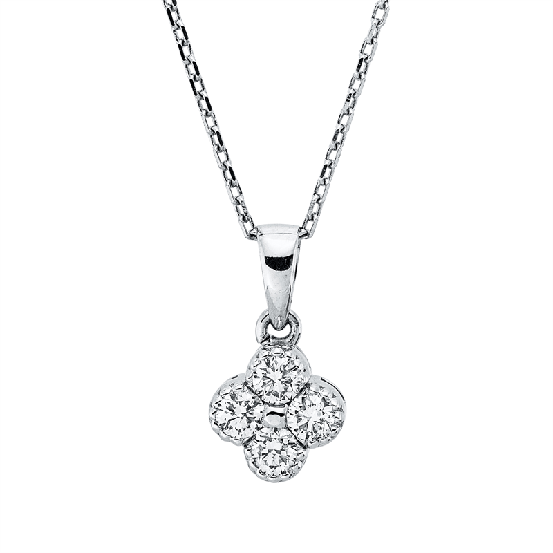 Image 90010544 - Collier 14 kt WG, mit Öse, 4 Brillanten 0,18 ct, TW-si, H:11,0 mm, B:6,0 mm, L:45,0 cm, ...