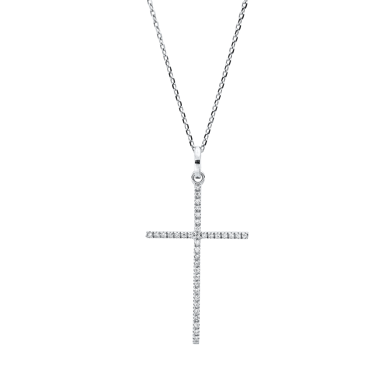 Image 90010545 - Collier 18 kt WG Kreuz, mit Öse, 37 Brillanten 0,07 ct, F-si, H:28,8 mm, B:15,0 mm, ...