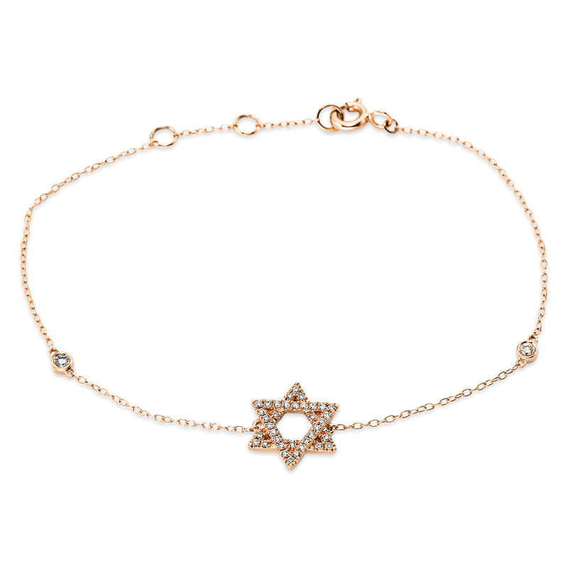 Image 90009205 - Armband 18 kt RG Davidstern, mit ZÖ 15.5cm,16.5 cm, 38 Brillanten 0,18 ct, TW-si, H:11,9 ...
