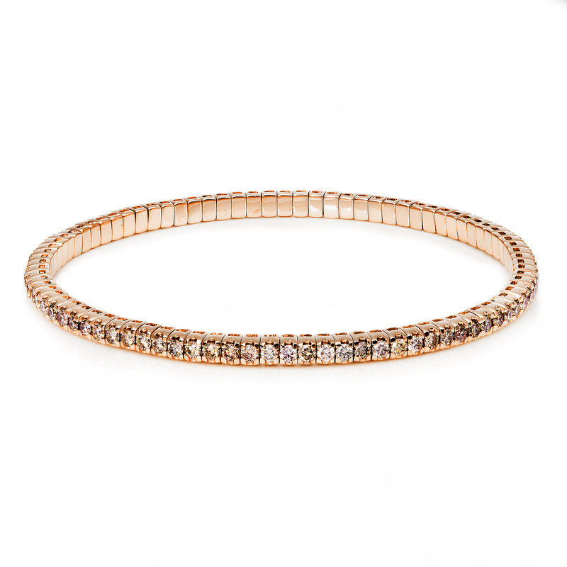 Image 90010590 - Armband 4er-Krappe 18 kt RG, Flex-Band, variabel, 87 Brillanten 2,39 ct, braun, L:17,0 ...