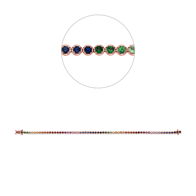 Image 90010604 - Armband 18 kt RG, 64 Saphire 2,56 ct multicolor, B:2,7 mm, L:17,8 ...