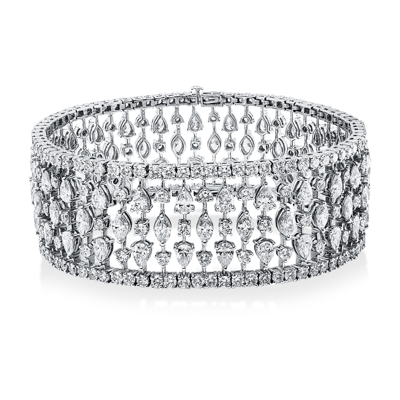 Image 90010607 - Armband 18 kt WG, 25 Navette 4,63 ct, TW-si, 50 Tropfen 9,33 ct, TW-si, 225 Brillanten ...