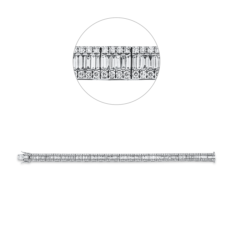 Image 90010608 - Armband 18 kt WG, 208 Brillanten 3,11 ct, TW-si, 136 Baguette 4,90 ct, TW-si, B:7,5 mm, ...