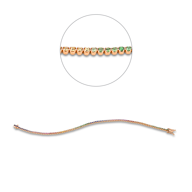 Image 90010609 - Armband 4er-Krappe 18 kt RG, 92 Saphire 1,23 ct fancy, L:17,8 cm =*=*= Unterkategorie: ...