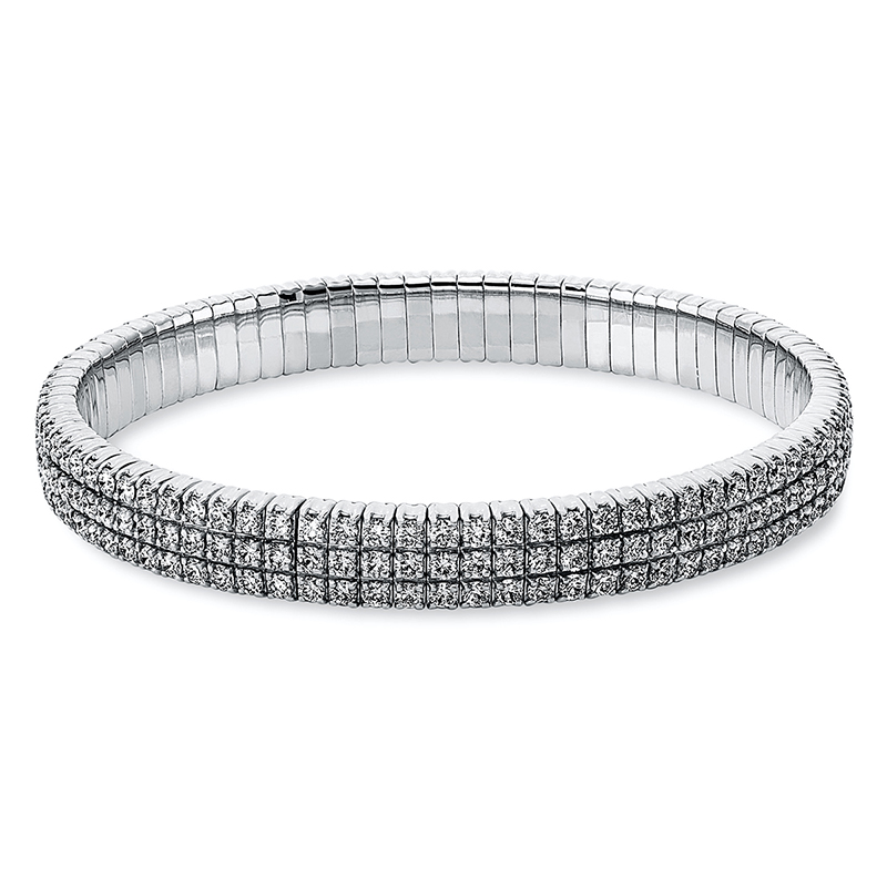 Image 90010611 - Armband 4er-Krappe 18 kt WG, Flexband, 246 Brillanten 7,63 ct, TW-si, Ø:57,0 ...