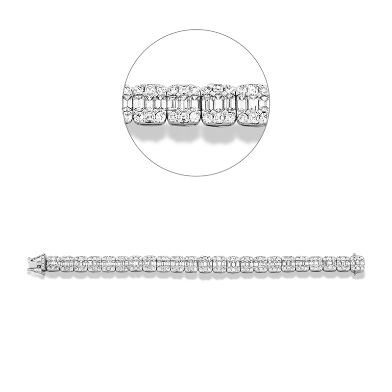 Image 90010627 - Armband 18 kt WG, 115 Baguette 13,09 ct, W-vsi/si, 97 Brillanten 4,06 ct, W-vsi/si, B:8,9 ...