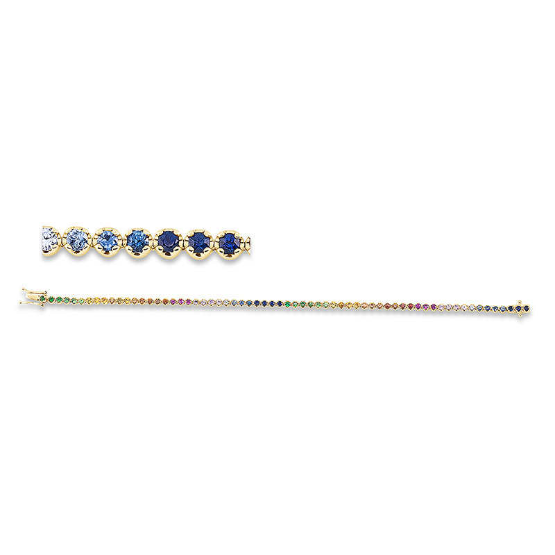 Image 90010635 - Armband 18 kt GG, 64 Saphire 2,56 ct multicolor, B:2,8 mm, L:17,8 ...