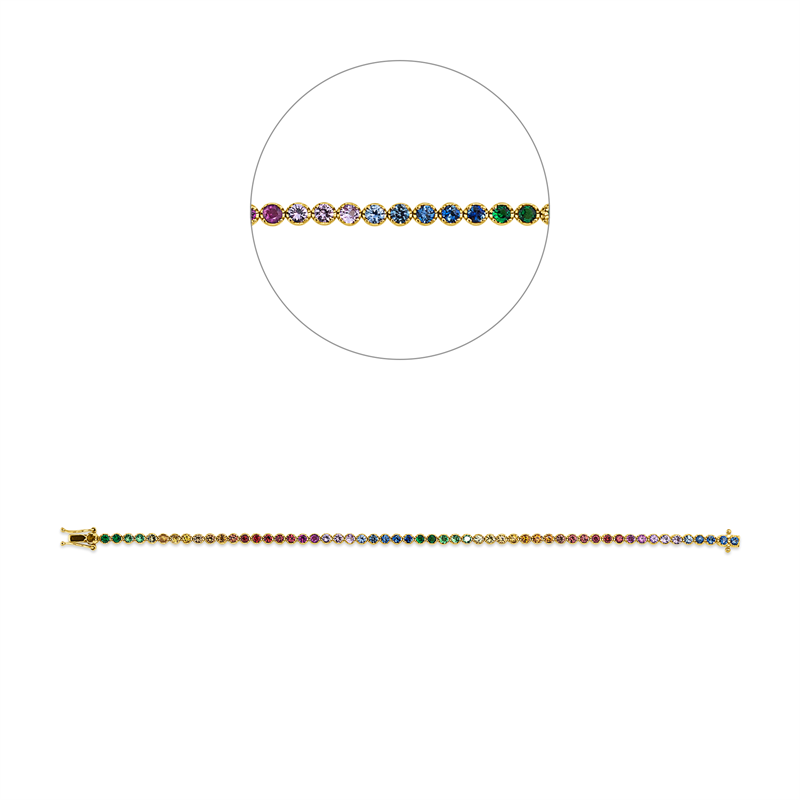 Image 90010636 - Armband 18 kt GG, 56 Saphire 3,78 ct fancy, B:3,0 mm, L:17,8 cm, S:2,3 ...