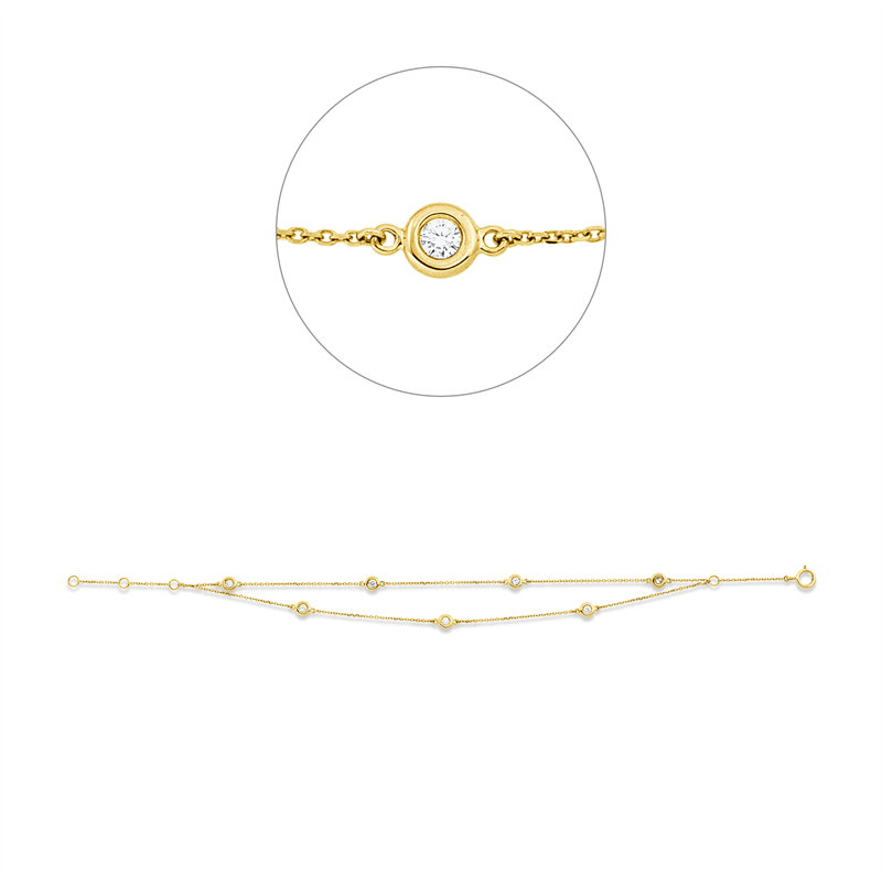 Image 90010641 - Armband 18 kt GG, 7 Brillanten 0,20 ct, W-si, H:3,6 mm, L:18,0 cm, S:1,2 ...