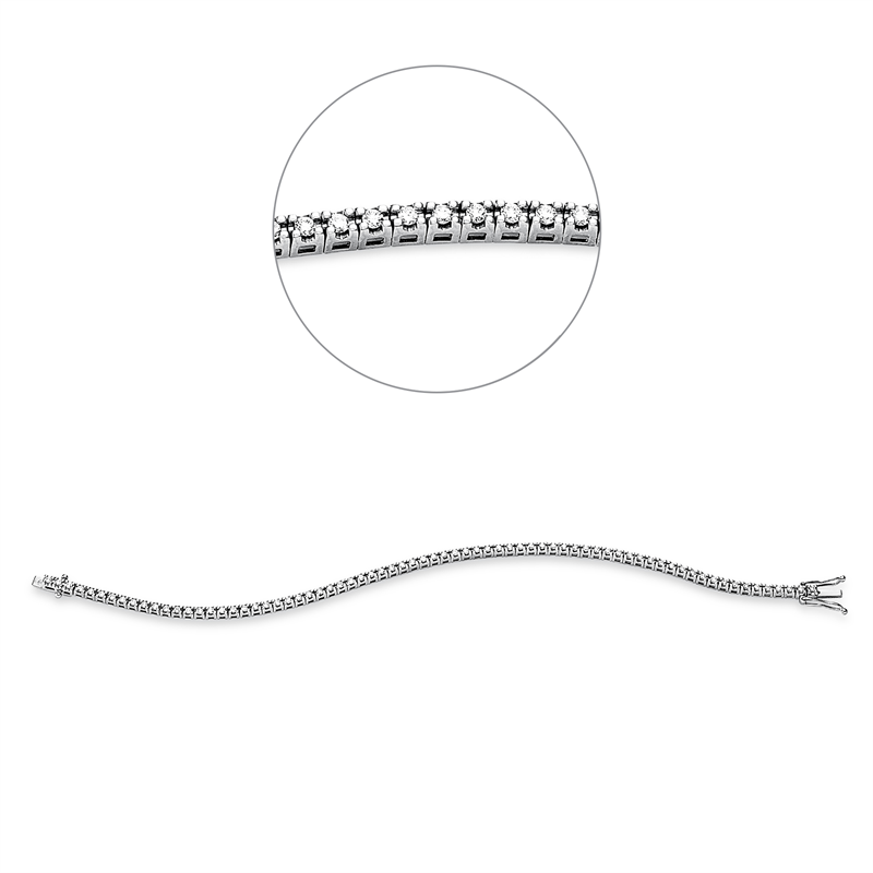 Image 90010648 - Armband 18 kt WG, 72 Brillanten 1,03 ct, TW-si, B:2,2 mm, L:18,0 cm, S:2,4 ...