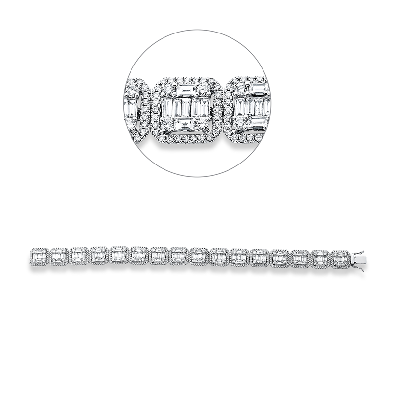 Image 90010652 - Armband 18 kt WG, 112 Baguette 5,52 ct, TW-si, 512 Brillanten 4,43 ct, TW-si, L:17,8 ...