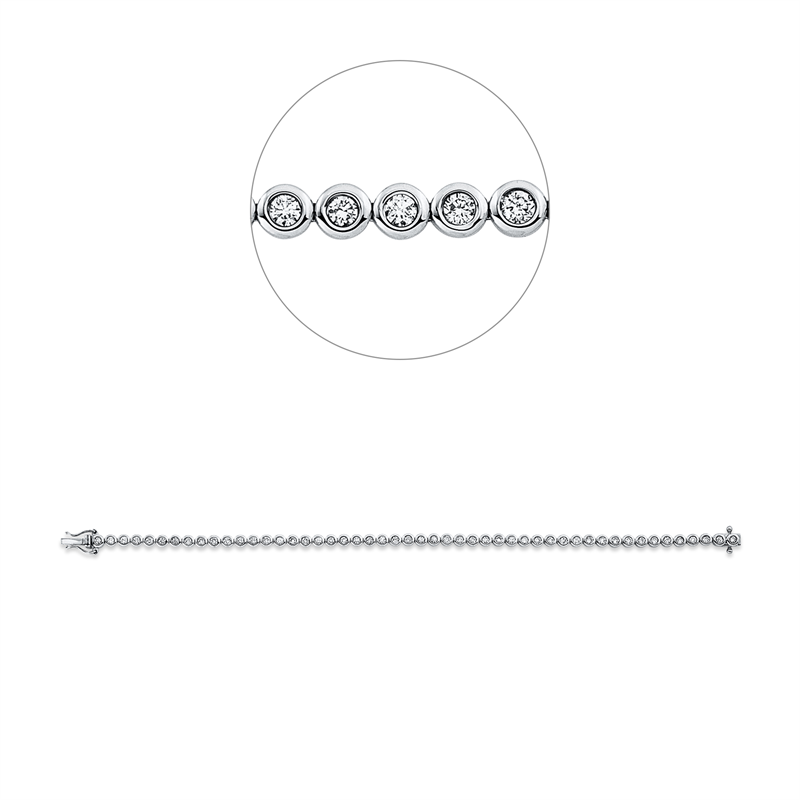 Image 90010667 - Armband Zarge 18 kt WG, 50 Brillanten 1,50 ct, TW-si, B:3,4 mm, L:18,0 cm, S:2,6 ...