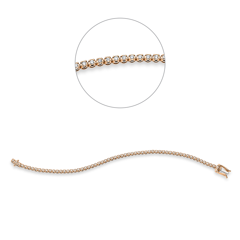 Image 90010670 - Armband 4er-Krappe 18 kt RG WG, 61 Brillanten 1,01 ct, TW-si, B:2,8 mm, L:18,0 cm, S:2,7 ...