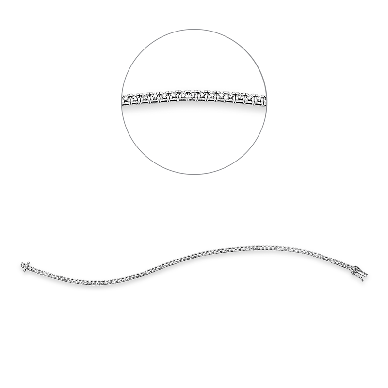 Image 90010675 - Armband 4er-Krappe 18 kt WG, 89 Brillanten 1,00 ct, TW-si, B:1,8 mm, L:18,0 cm, S:2,4 ...