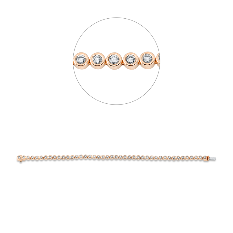 Image 90010695 - Armband Zarge 18 kt RG WG, with American Lock, 43 Brillanten 2,50 ct, TW-si, B:3,9 mm, ...