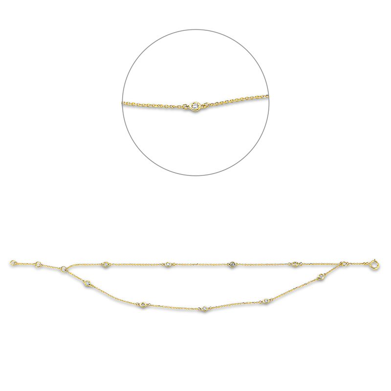 Image 90010698 - Armband 18 kt GG, 9 Brillanten 0,19 ct, W-si, L:18,0 cm =*=*= Unterkategorie: Modern ...