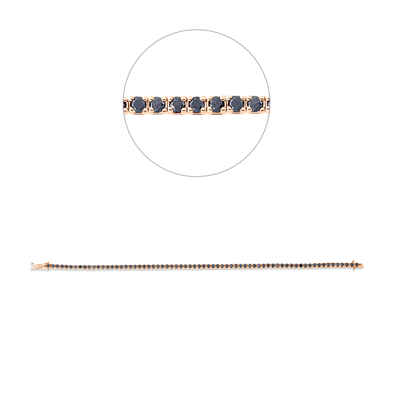 Image 90010715 - Armband 4er-Krappe 18 kt RG, 68 Brillanten 2,96 ct, schwarz, L:18,0 ...