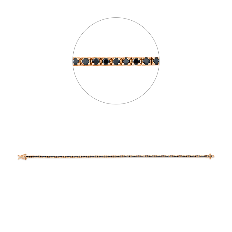 Image 90010718 - Armband 4er-Krappe 18 kt RG, 82 Brillanten 1,55 ct, schwarz, B:1,8 mm, L:18,0 ...