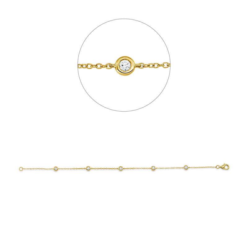 Image 90010723 - Armband 18 kt GG, 5 Brillanten 0,25 ct, TW-vsi/si, H:4,0 mm, B:3,9 mm, L:17,8 cm, S:1,5 ...
