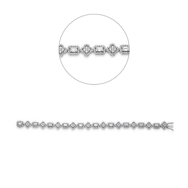 Image 90010724 - Armband 18 kt WG, 10 Sm.schliff 3,41 ct, TW-vsi, 430 Brillanten 3,34 ct, TW-vsi, B:8,7 ...