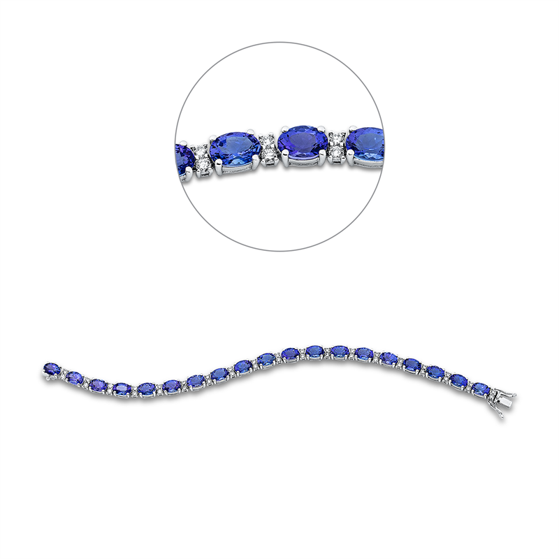 Image 90010725 - Armband 14 kt WG, 38 Brillanten 1,32 ct, TW-si, 19 Tansanit 14,86 ct blau, B:5,0 mm, ...