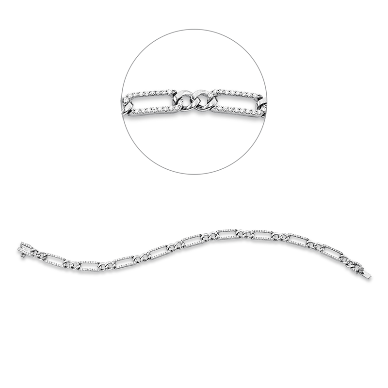 Image 90010731 - Armband 18 kt WG, 180 Brillanten 1,00 ct, TW-si, B:5,1 mm, L:18,0 cm, S:2,1 ...